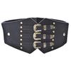 Women's Retro Faux Leather Belt with Rivet Pin Buckle - Versatile Wide Waistband Accessory