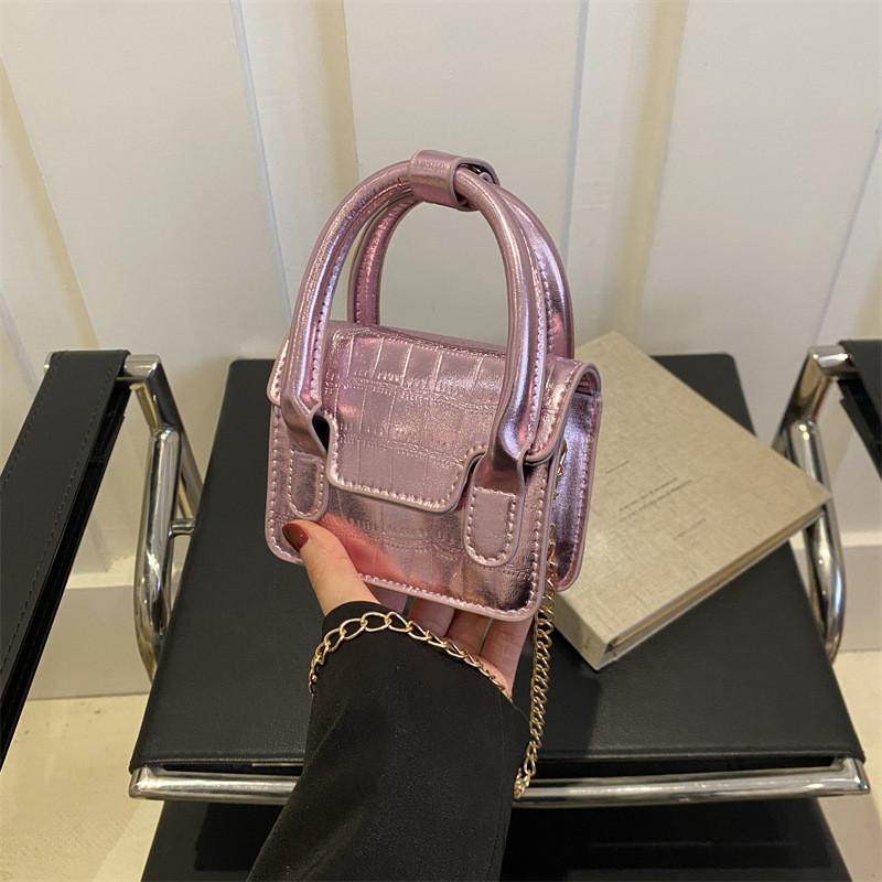 Chic Glossy Mini Crossbody Bag For Women Pu Leather With Stitching Elements