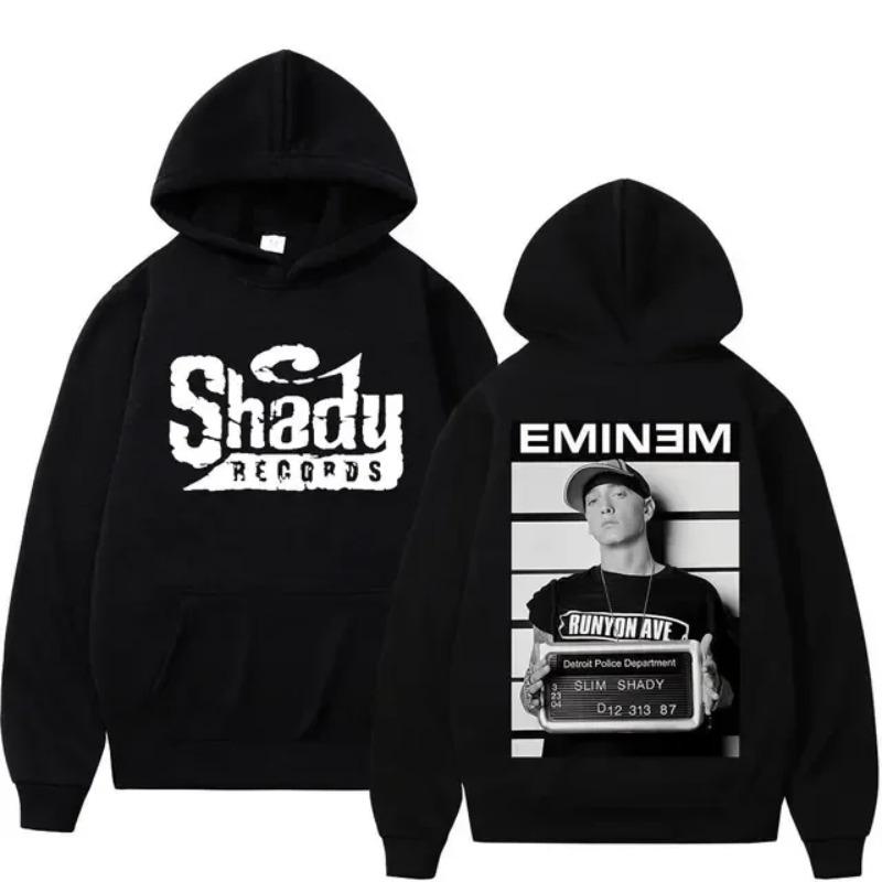 Felpa con Stampa Double Sided Rapper Eminem Uomo Donna Hip Hop Vintage Oversize Felpe con Cappuccio Tendenza Moda Felpe con Cappuccio Streetwear