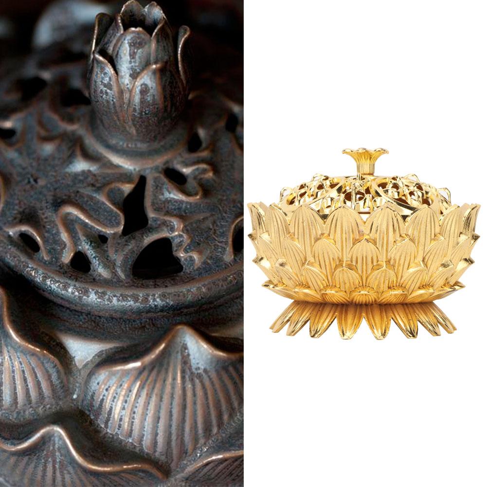 Alloy Craving Censer Incense Burning Flower Base Buddhist Supplies Home Decoration(Golden)