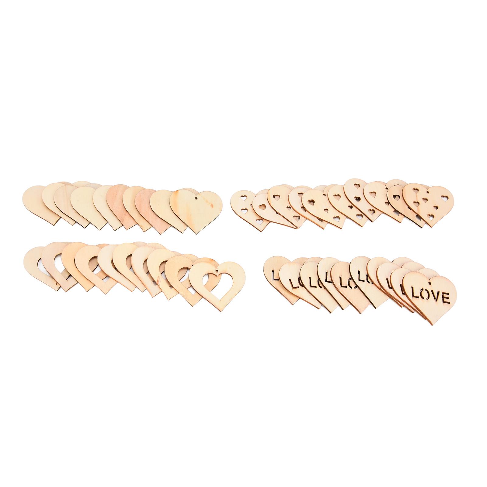 

40pcs Unfinished Wood Mixed Heart Shape DIY Natural Rustic Wood Pieces for Handicraft Bookmarks Gift Labels Decoration
