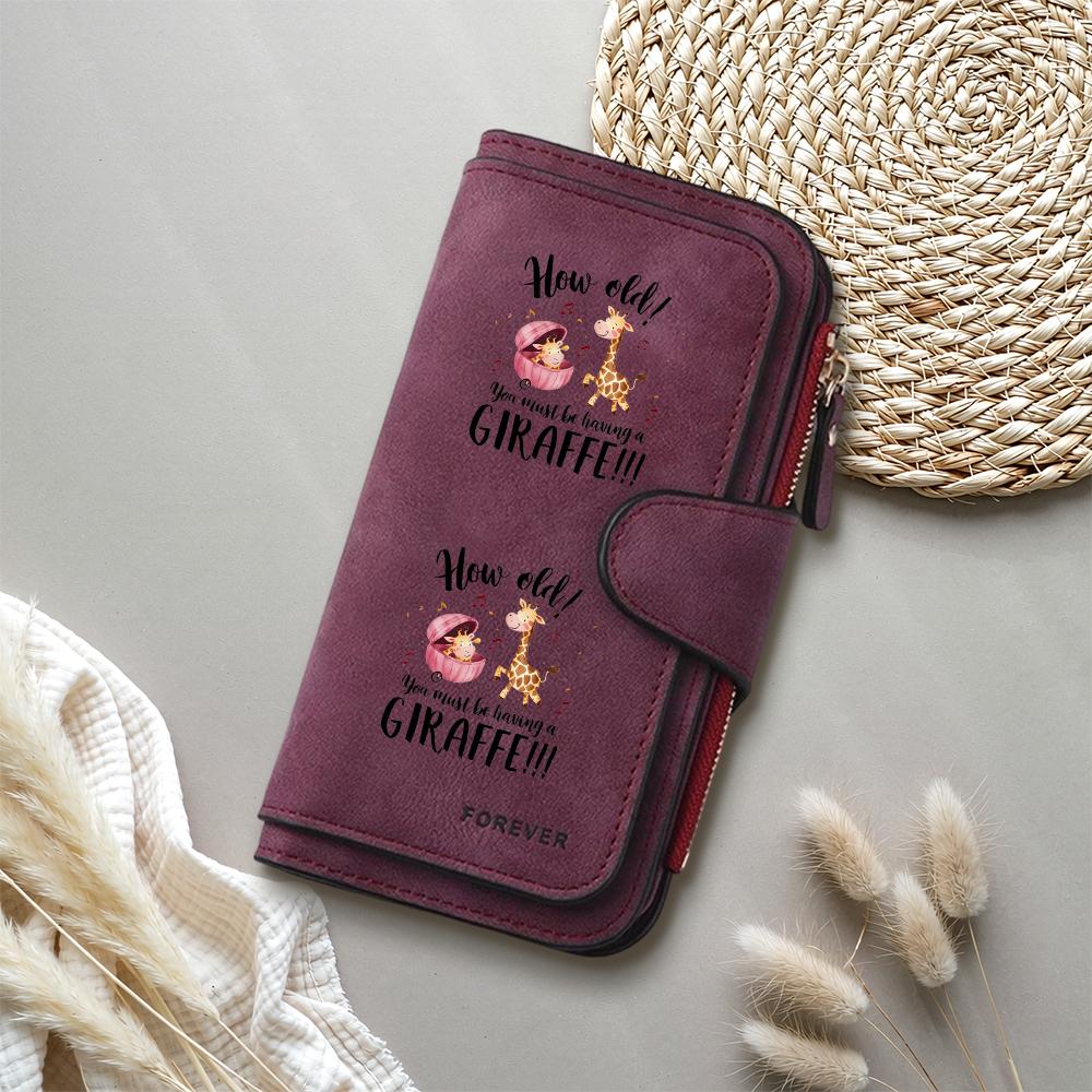 Cute Giraffe Printed Bifold Long Wallet Fashion Multi Slot Credit Card Holder Clutch for Daily Use