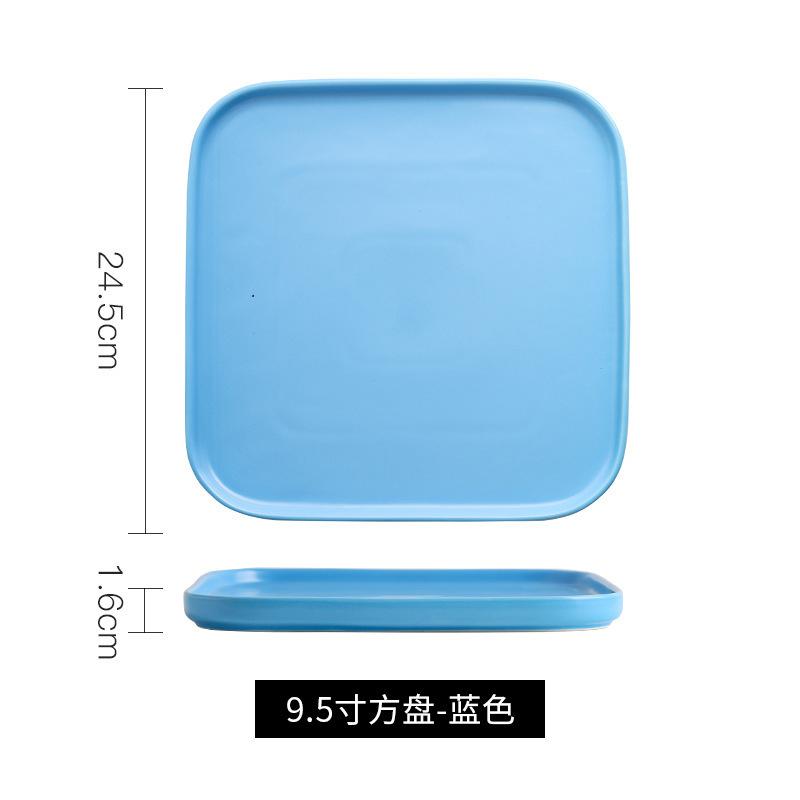 Nordic Style Ceramic Western Plate Square Steak Plate Household Square Plate Western Tableware Vegetable Plate Breakfast Plate