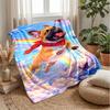 Fluffy Dog In Flower Garden Theme Blanket Lightweight Warm Flannel Blanket Decorative Throw Blanket for Home Decoration