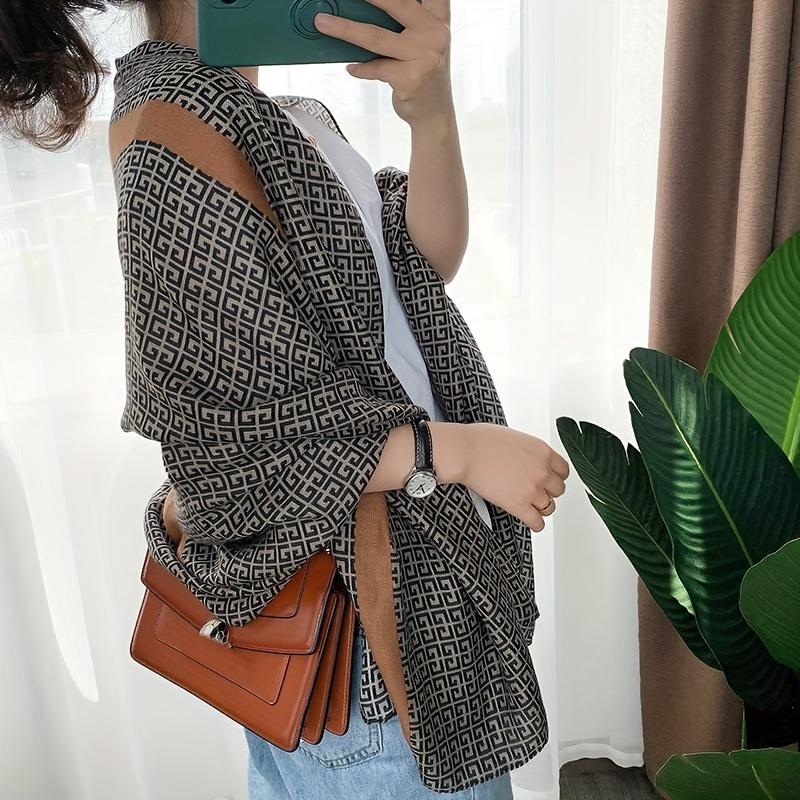 Large Size Geometric Pattern Scarf Stylish Versatile Soft Comfotable Shawl Autumn Winter Breathable Coldproof Neck Scarf