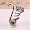 Set, Decorative Swan Base 6 Mixing Spoons, Dessert, Ice , Coffee, Teaspoon,
