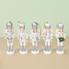 Pack of 5 Miniature Silver Nutcrackers Figurine Charm Accessories Wood Hanging Pendant Holiday Decoration Supplies
