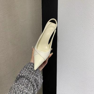 2025 commerce extérieur nouveau printemps bout pointu talon fin talon moyen tête de sac sandales talons hauts chaussures simples pour femmes pour les déplacements espace arrière chaussures pour femmes