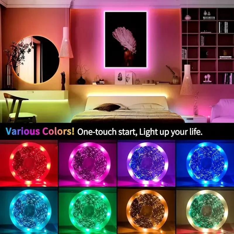 USB RGB LED Strip Kit 1-30M Music Sync WiFi App Control Mode Sound Activated with 44Key Remote DC5V Power for Party PC Decoratio