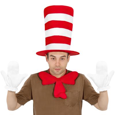 Cat Hat Bow Top Hat Cat Costume Kit with Gloves Bow Tie Breathable Cosplay Accessories Role-Playing for Men Women Kids Boys