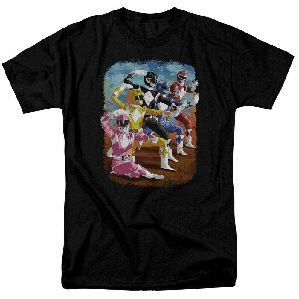 26 Mighty Morphin Power Rangers Impressionist Rangers T Shirt Mens Licensed Black Unisex T-Shirt XXL