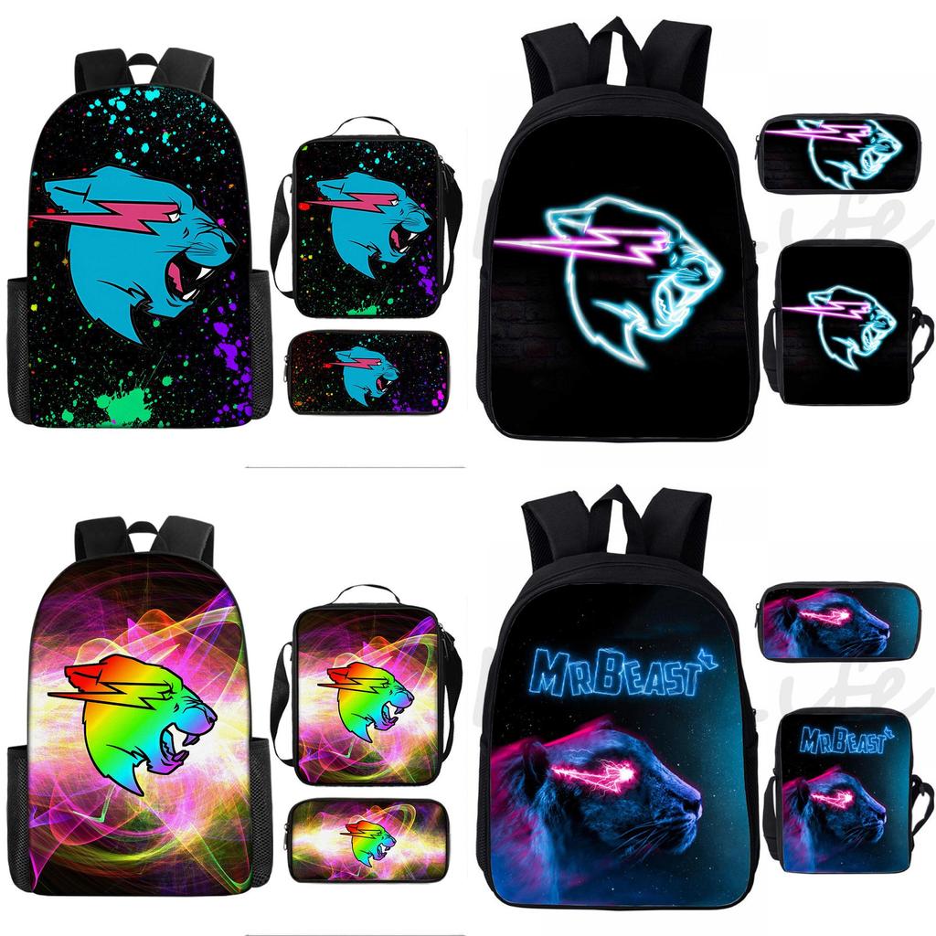 Mr Beast Lightning Cat Kids Book Bag With Durable Fabric And Fun Print For School Use