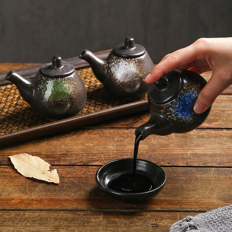 200ml Japanischer Stil Gewürzflasche Keramik Öl Olivenöl Spender Sojasauce Topf Essig Küche Gewürzdosen Soßenbehälter