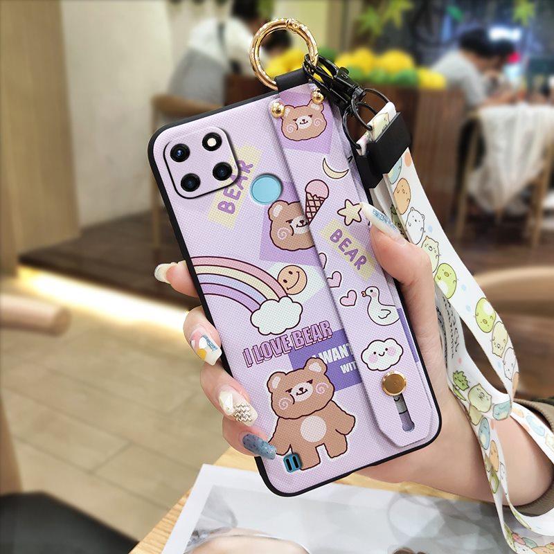 Fashion Design Dirt-resistant Phone Case For OPPO Realme C21Y/C25Y Wristband Soft case Waterproof Anti-dust Back Cover