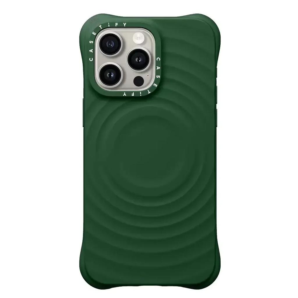 Ripple Silicone Engraved Letters Magnetic Phone Case For iPhone 17 Pro Max 16 15 14 13 Trendy Camera Touch Button Protection Anti-drop Protective Case