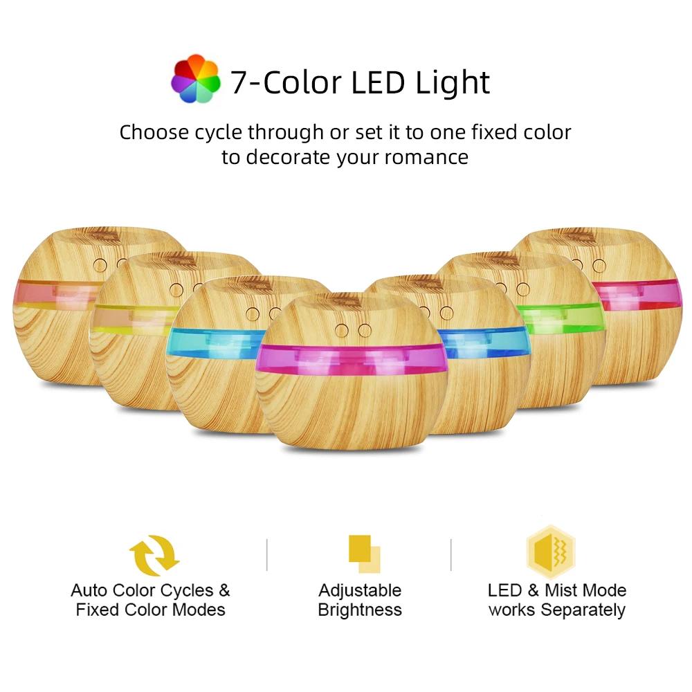 Wood Grain Humidifier, Aromatherapy Diffuser, Night Light, Touch Control, 300ml, Home Comfort