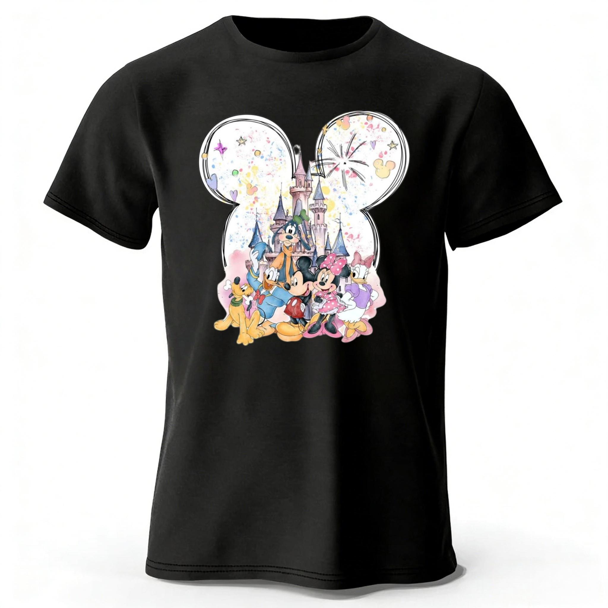 

2026 Новейшая футболка Disney Park из чистого хлопка с коротким рукавом для мужчин и женщин, для родителей и детей, повседневная, мягкая, высококачественная, большого размера M