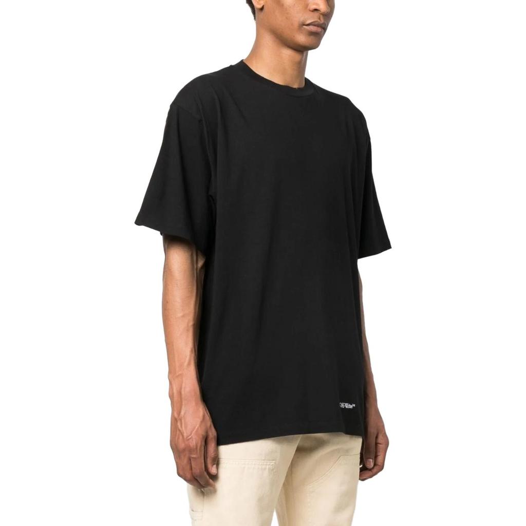 Off-White T-shirt a maniche corte con stampa logo a lettera Uomo Top Nero OMAA038S23JER0071001