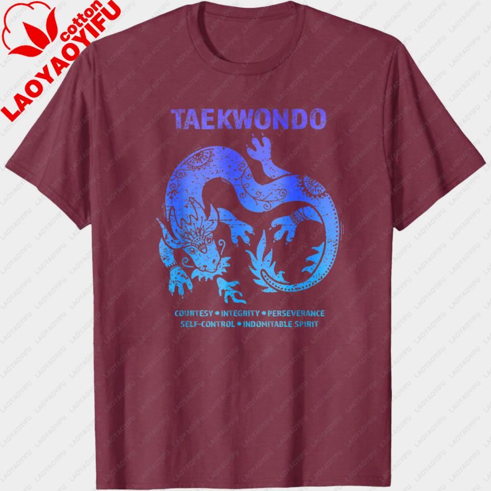 

Taekwondo Dragon Design Summer Casual Men TShirt Cotton Short Sleeve Fashion Top for Martial Arts Enthusiasts T Shirt S