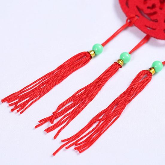 6Pcs Chinese New Year Pendant Red Felt Hanging Decor Paper-Cutting Spring Blessing Characters Tassels Pendant