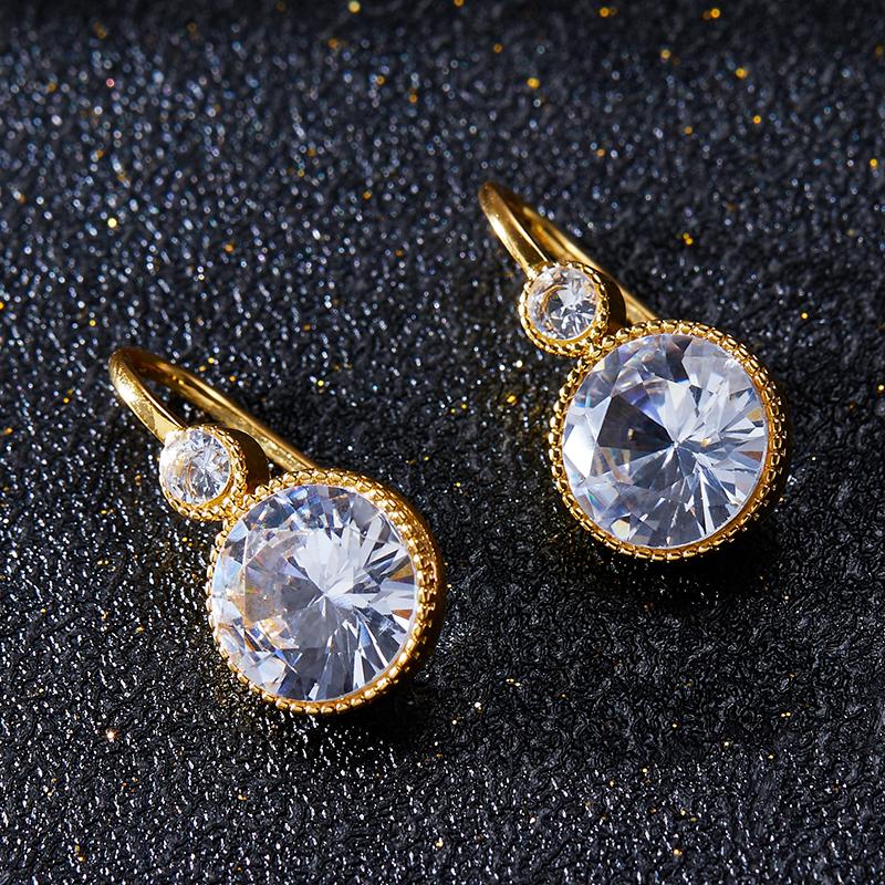 Trendy Christmas Birthday Gifts Two Colors Round Zircon Pendant Earring for Women Temperament Daily Accessories Zircon
