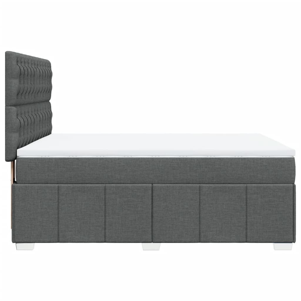 Box Spring Bed with Mattress Dark Gray 140 X 190 Cm Fabric