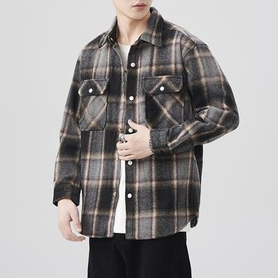 New Spring Japanese Retro Men's Loose Shirt Color Woven Casual Work Shirt Jacket
