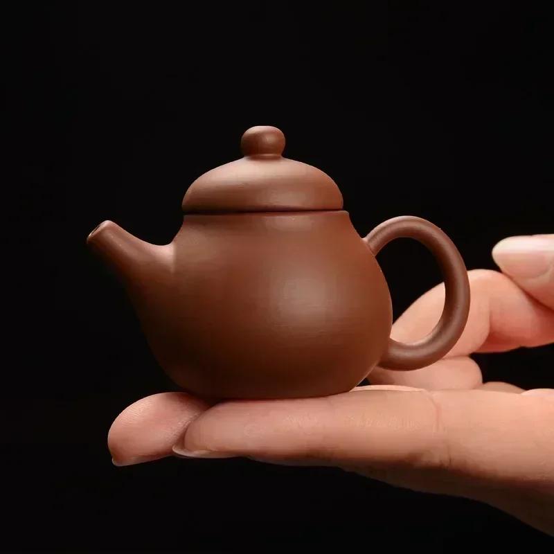 

Мини-заварочный чайник из эмалированной керамики, карманный чайник, на руку, на палец, темно-красная эмалированная керамика, аксессуары для чайного сервиза, чайный питомец