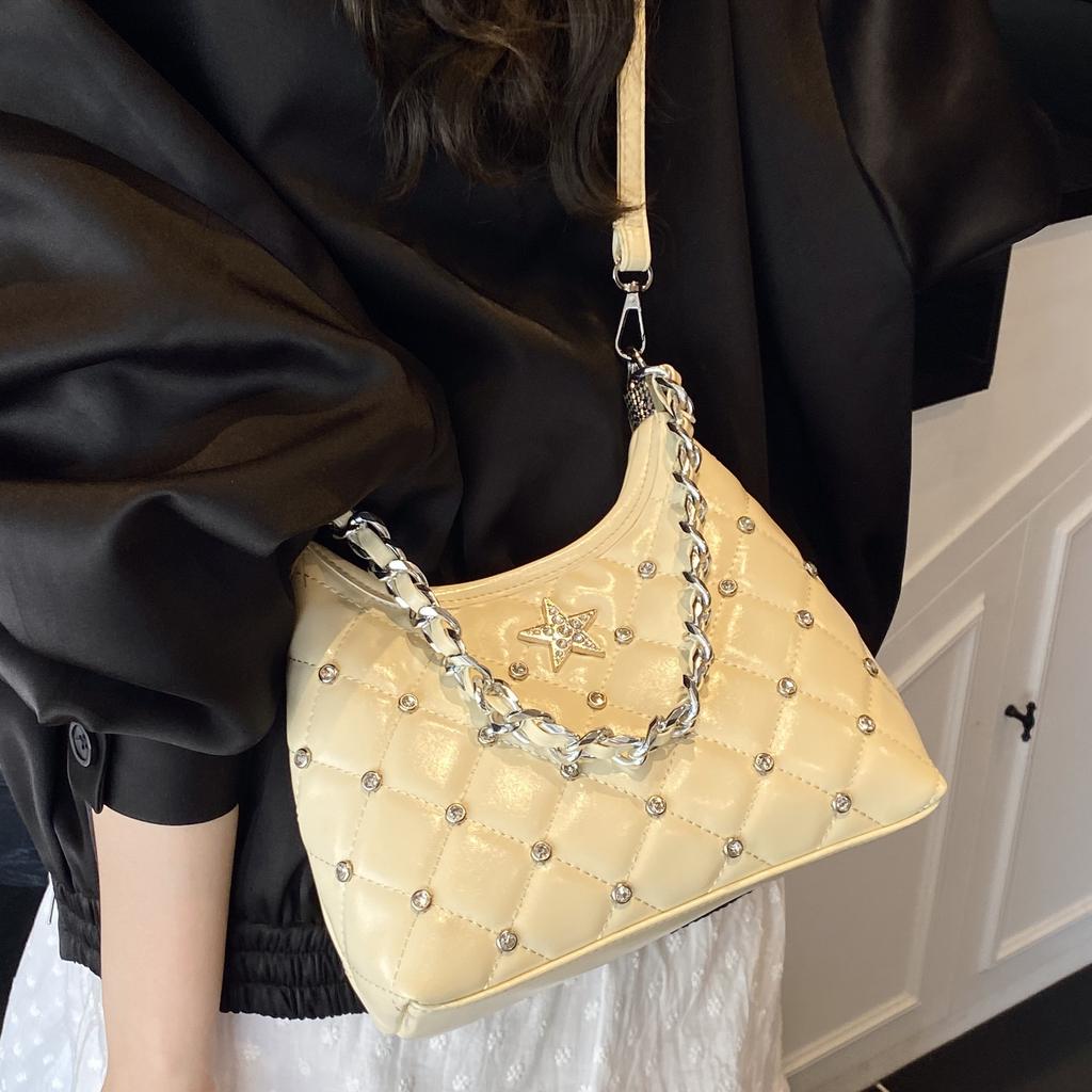Rhombus Chain Bag Women's 2025 Summer New Niche Casual Messenger Bag High Value Foreign Shoulder Tote Bag