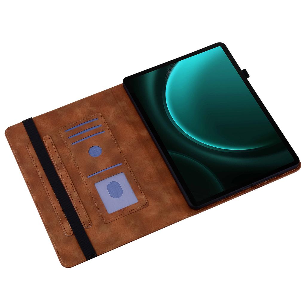 Leather Case For Samsung Galaxy Tab S10 Lite/S10 FE/S9 FE/S9 Heart Imprint Foldable Stand Card Slot Stylus Holder Tablet Cover