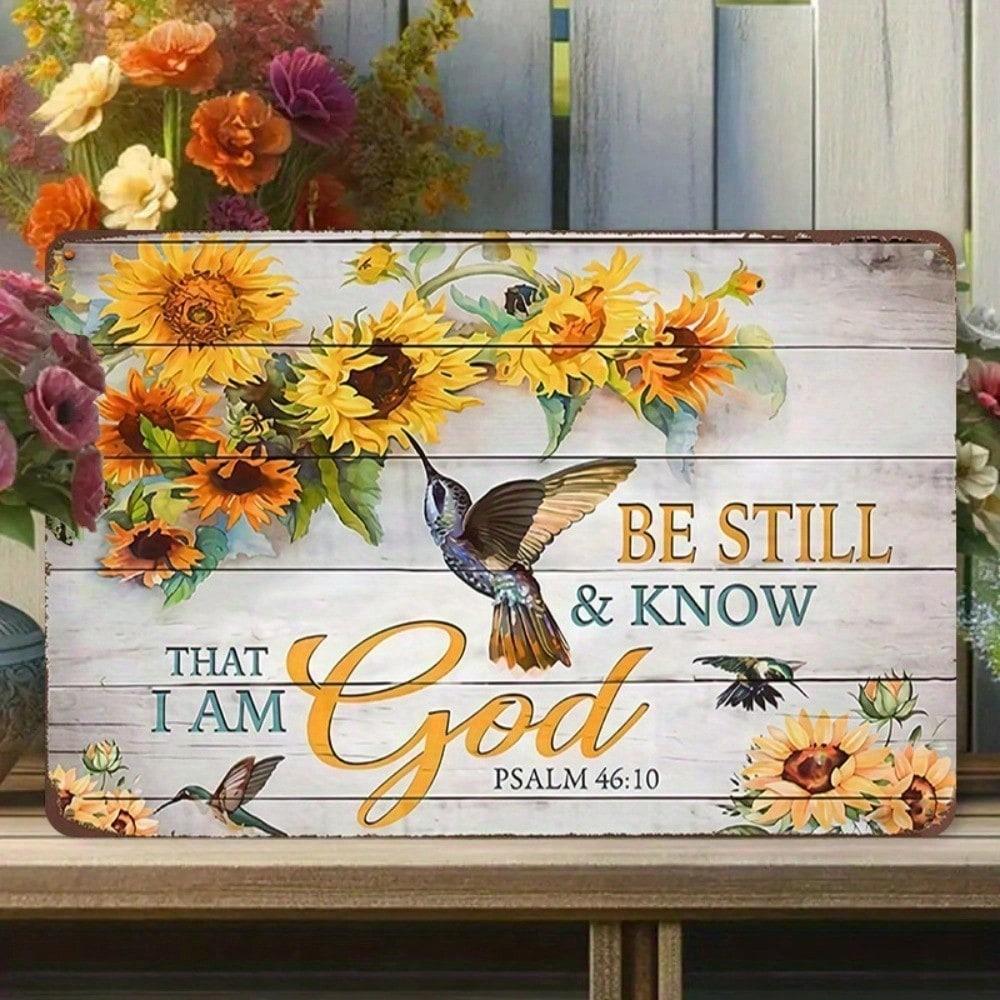 Inspirational Metal Tin Sign Religious Wall Decor Psalm Quote Art 20x30 разноцветный