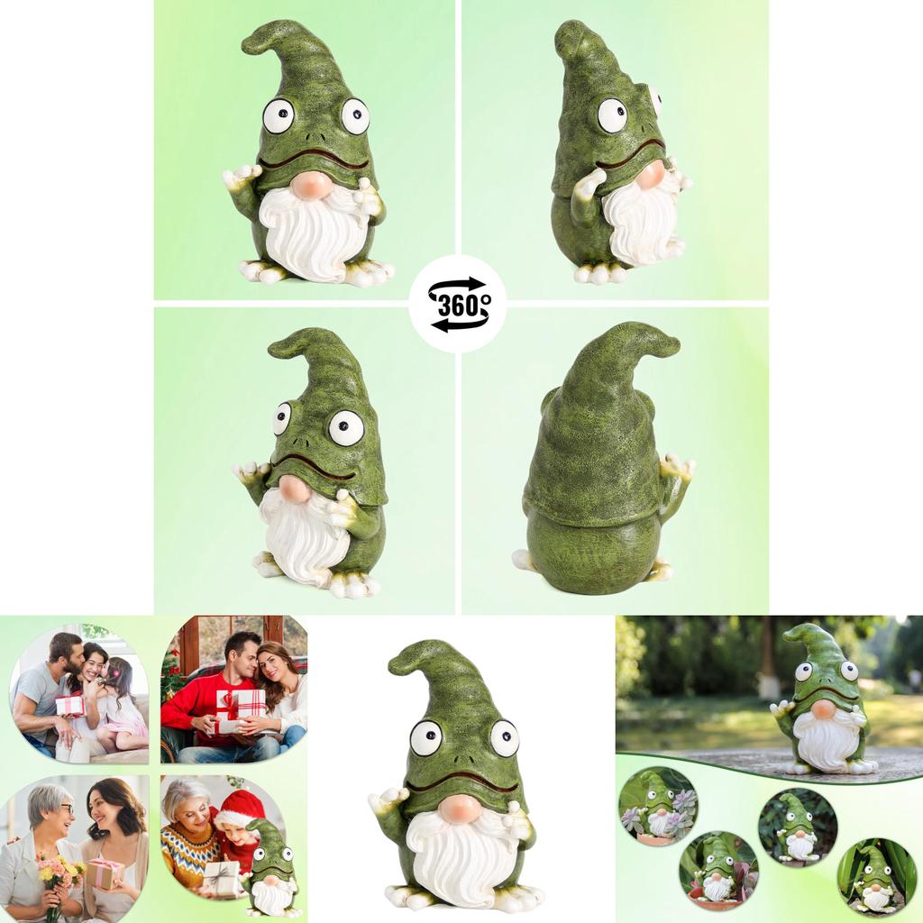 Cute Frog Gnome Figurine Resin Craft For Indoor Outdoor Garden Decor