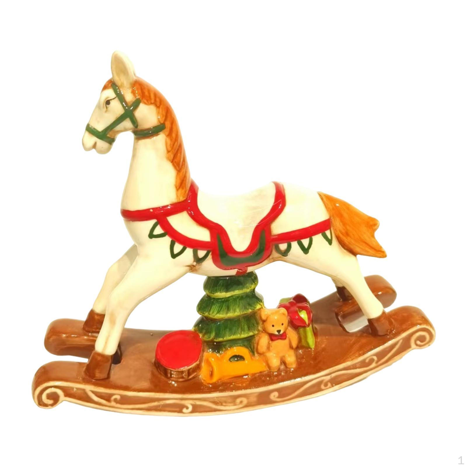 

Рождественские украшения, лошадка-качалка, орнамент, поделки, фигурка, креативная статуэтка, декор стола для without Santa