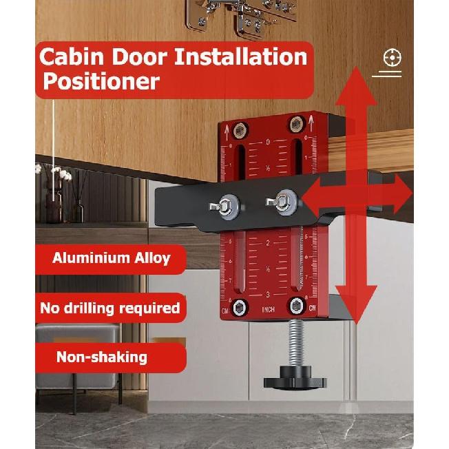 Cabinet Door Installation Positioner, Door Hinge Jig, Adjustable Aluminum Alloy Cabinet Hardware Jig Compatible for Most Cabinet Doors