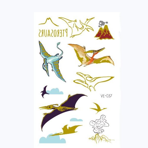 Dinosaur Tattoo Stickers Cartoon Bronzing Fake Temporary Tattoo Stickers for Kids Boy Girl Face Arm Body Art Stickers Toys