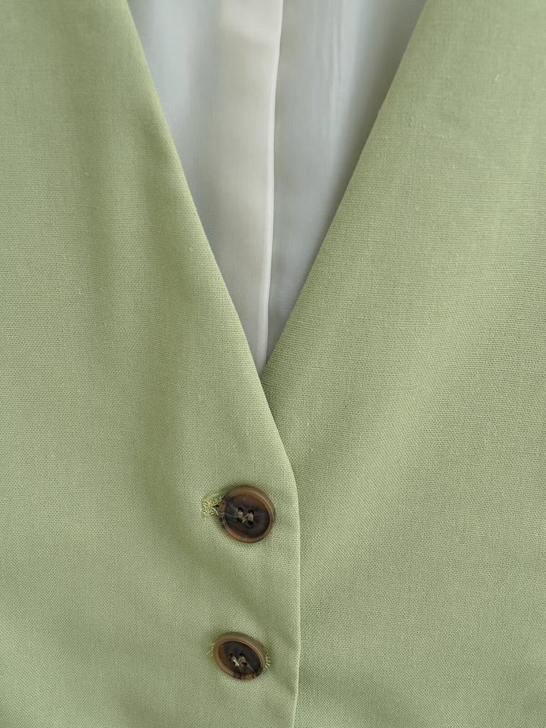 ZARZ Damen Europäischer & Amerikanischer Stil Leinenweste und Lässige Shorts Set