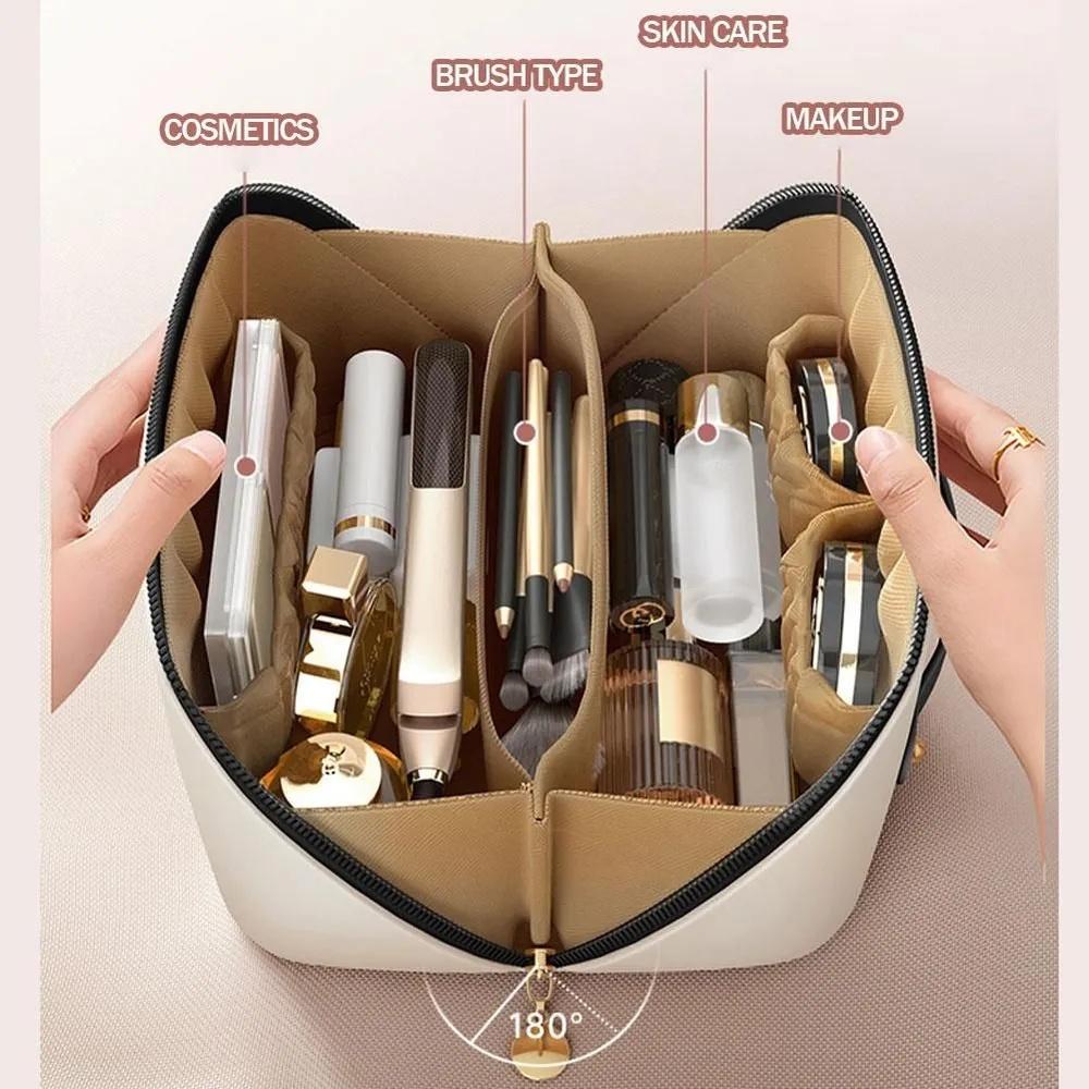 Large Leather Travel Cosmetic Bag for Women Cosmetic Organizer High-capacity Makeup Bag Storage Pouch For Female Makeup Box