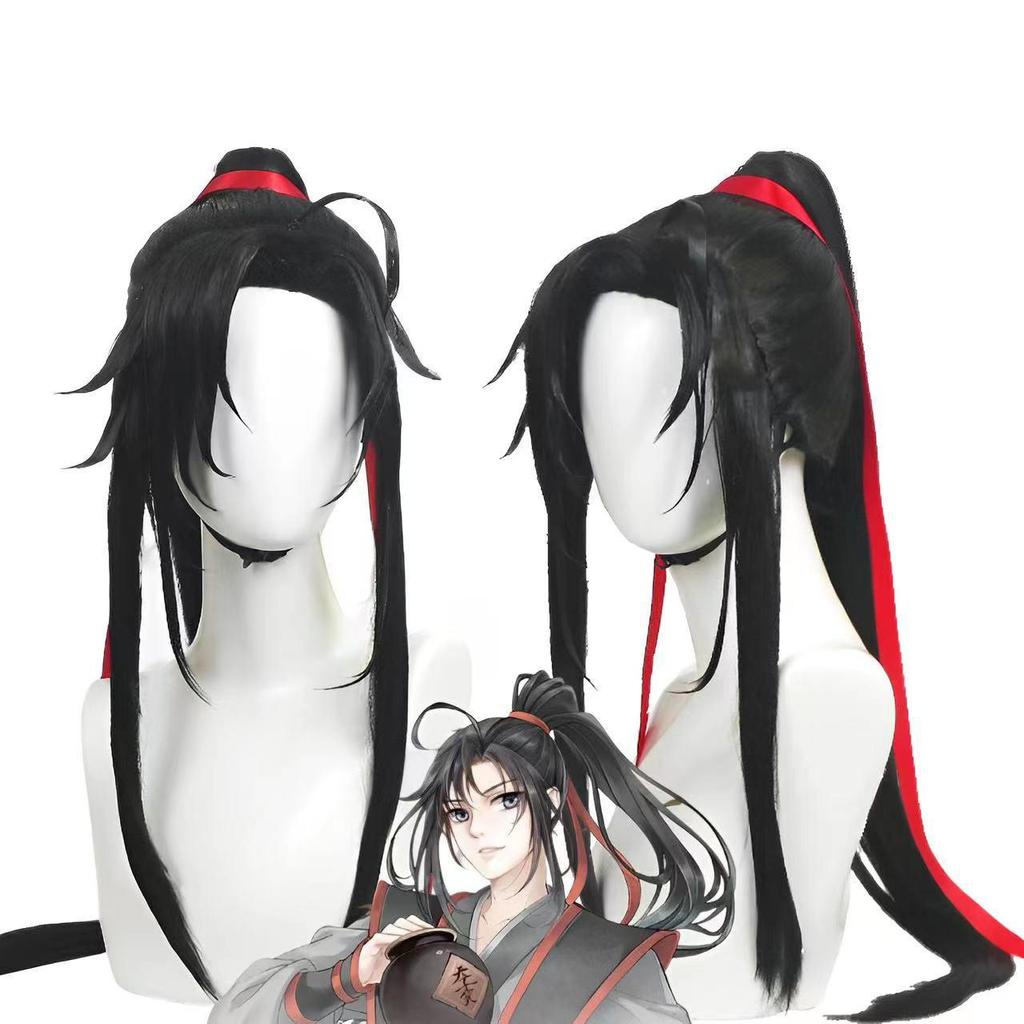 The Untamed Anime Wei Wuxian Youth Cosplay Wig - Black Single Ponytail Braid