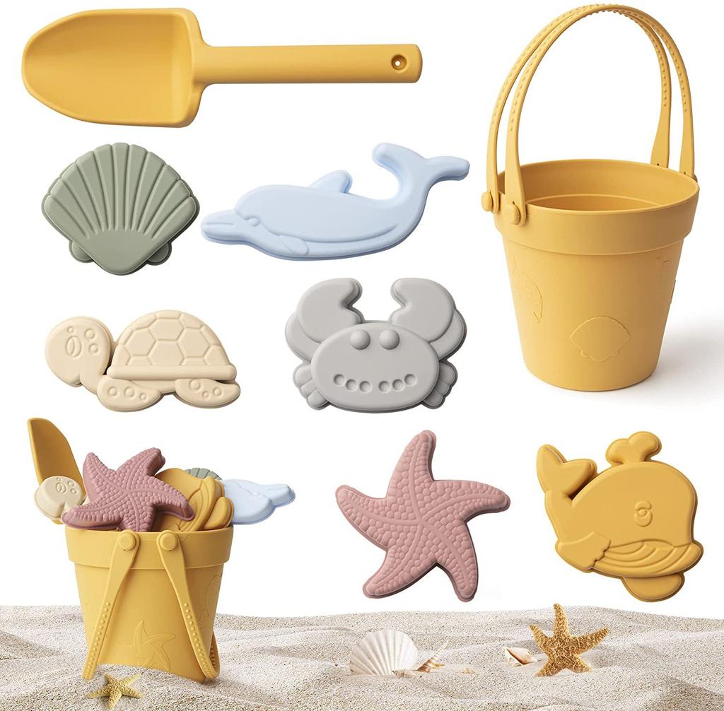 Silicone Children Beach Toy Shovel Oan Outdoor Parent-child Beach Portable Beach Bucket Durable Sand Digging and Storage Tool