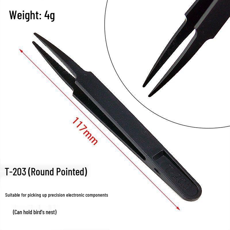 Anti-Static Curved Tip Plastic Tweezers, Multi-functional with Wide and Flat Tips for Industrial and Eyelash Use.