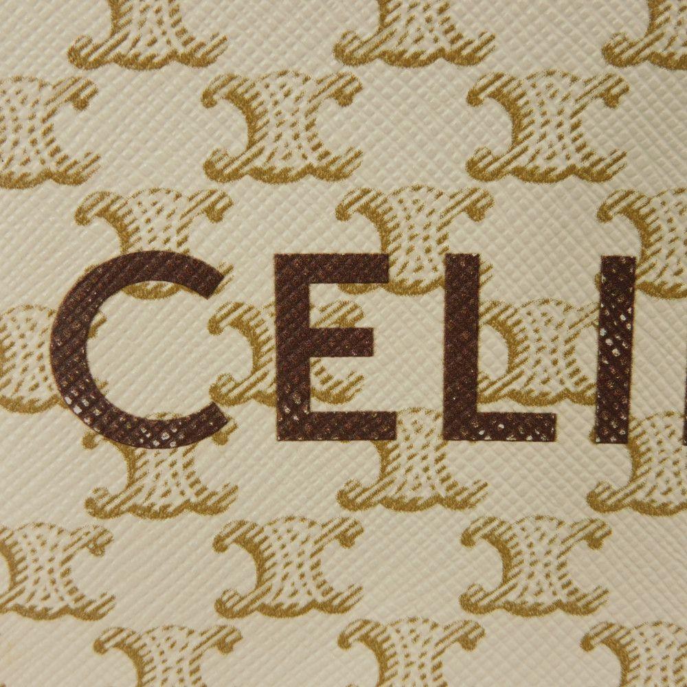 Used 10431 Logo Coin & Card Case 10C662CA2.01BC 7943 Macadam Arc de Triomphe Ivory Gold Key Ring White Unisex from