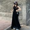 Black Sleeveless Vest Dress, New Women's High-end Hepburn Style Temperament Waist Dress, Summer