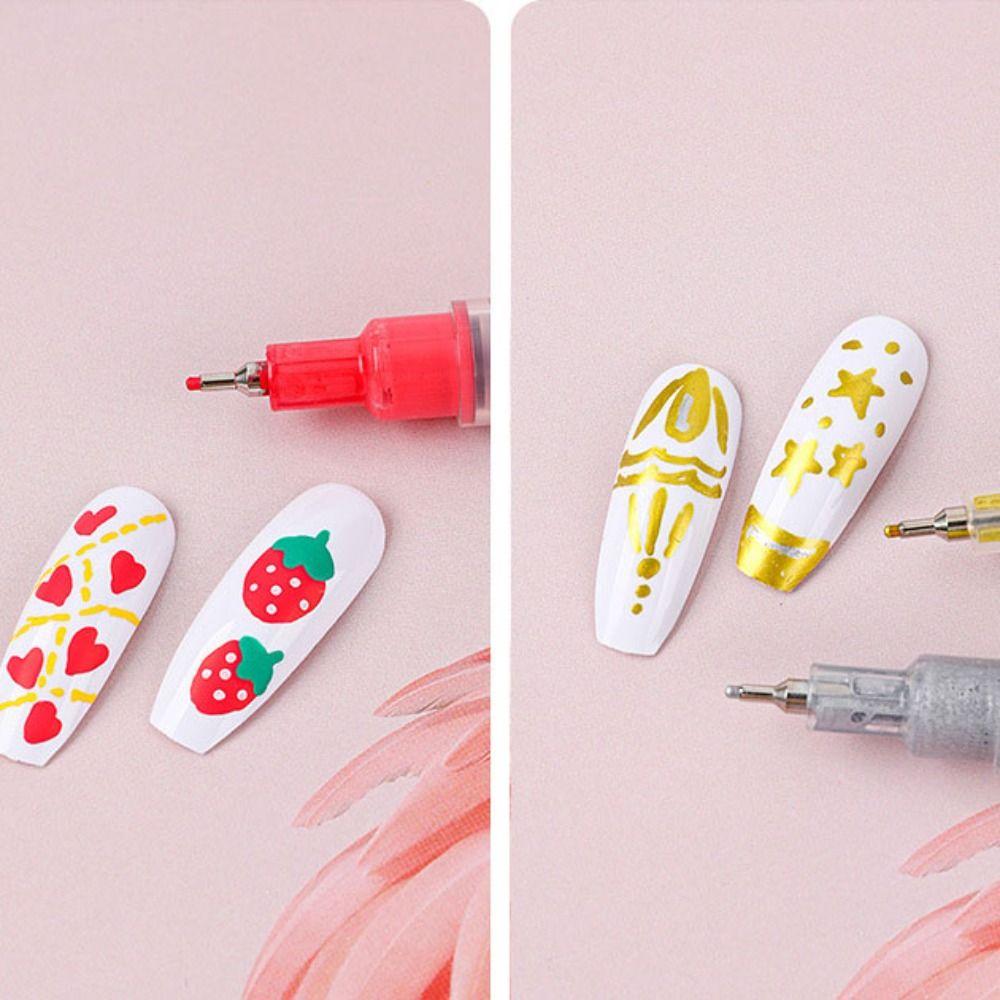 1pc/4pcs/12pcs Waterproof Nail Art Drawing Pen 3D Painting Liner New Nail Art Graffiti Pen