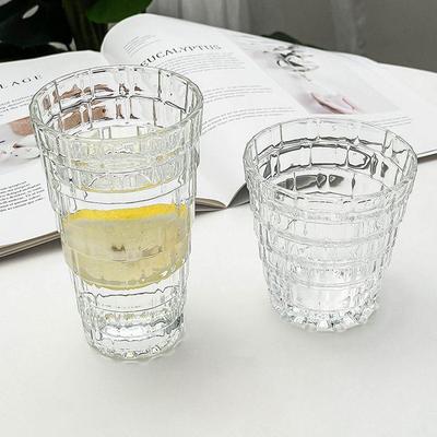 Embossed Wicker Glass Cup for Women - High Borosilicate Drinking Glass for Milk, Coffee, and Beverages.
