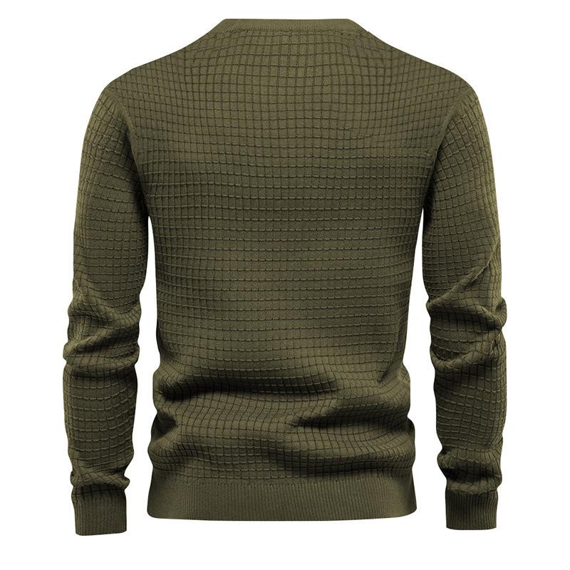 Men s European-American Plaid Long-Sleeve Knit Pullover XL армия зеленый