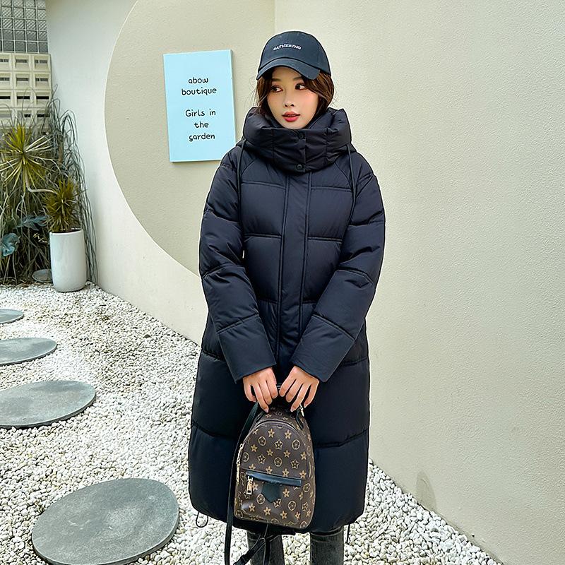 Padded Clothes Women 2024 Winter New Hooded Medium and Long Student Bf Loose Thickened Padded Jacket Padded Clothes Women