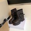 New Spot Platform Fashion Short Boots Women's Autumn and Winter Versatile Pleated Trouser Tube Boots British Style Medium Tube Martin Boots W