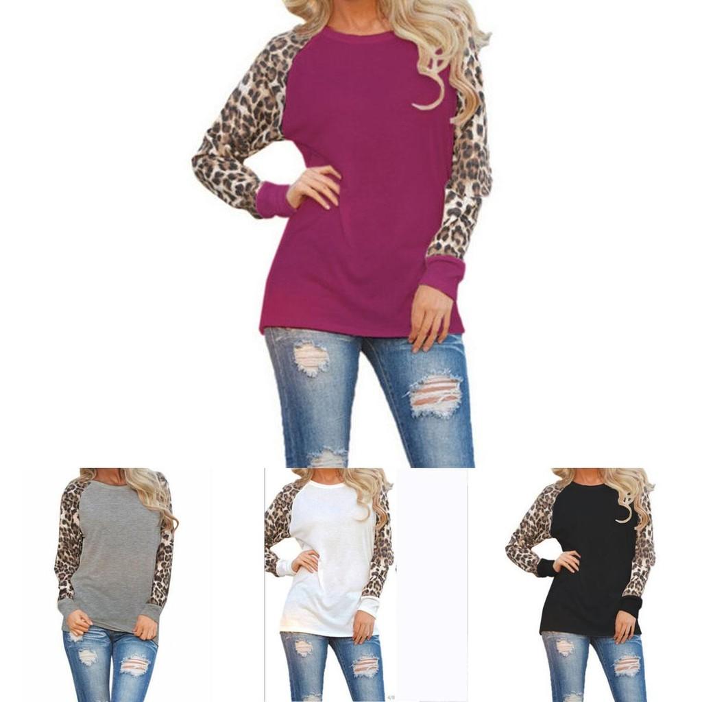 Fashionable Plus Size Womens Long Sleeve Leopard T Shirts With A Loose And Easy Fit