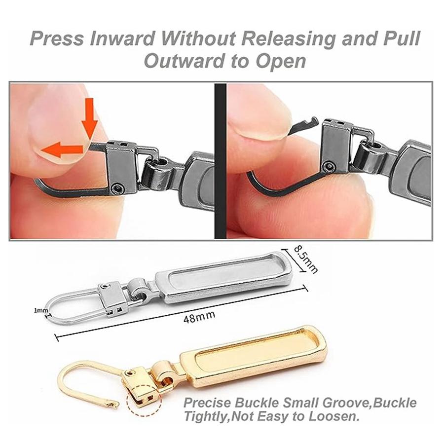 5-teiliger Reißverschluss-Schieber-Abzieher, universeller Ersatz-Reißverschluss-Abzieher, sofortiges Reißverschluss-Reparatur-Set für kaputte Schnalle, DIY-Handwerk, Nähzubehör