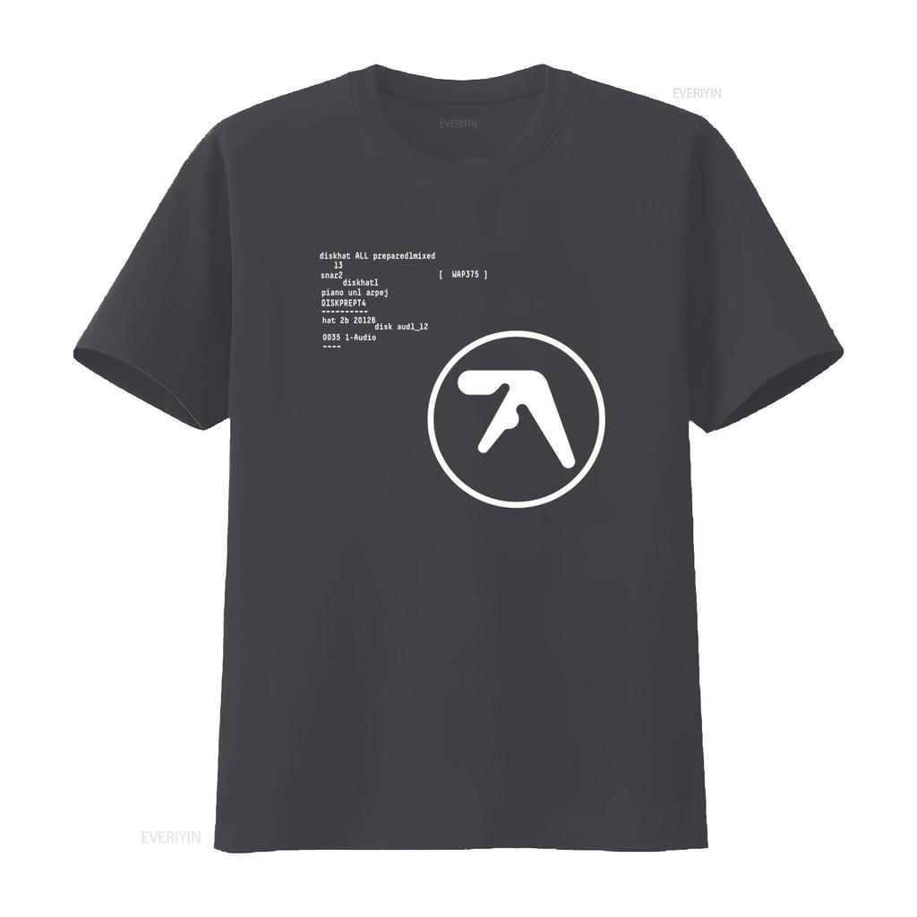 Aphex Twin T Shirt R2NY Design Black White Print Vintage Washed Top For Everyday Wear Stretched Comfortable Breathable